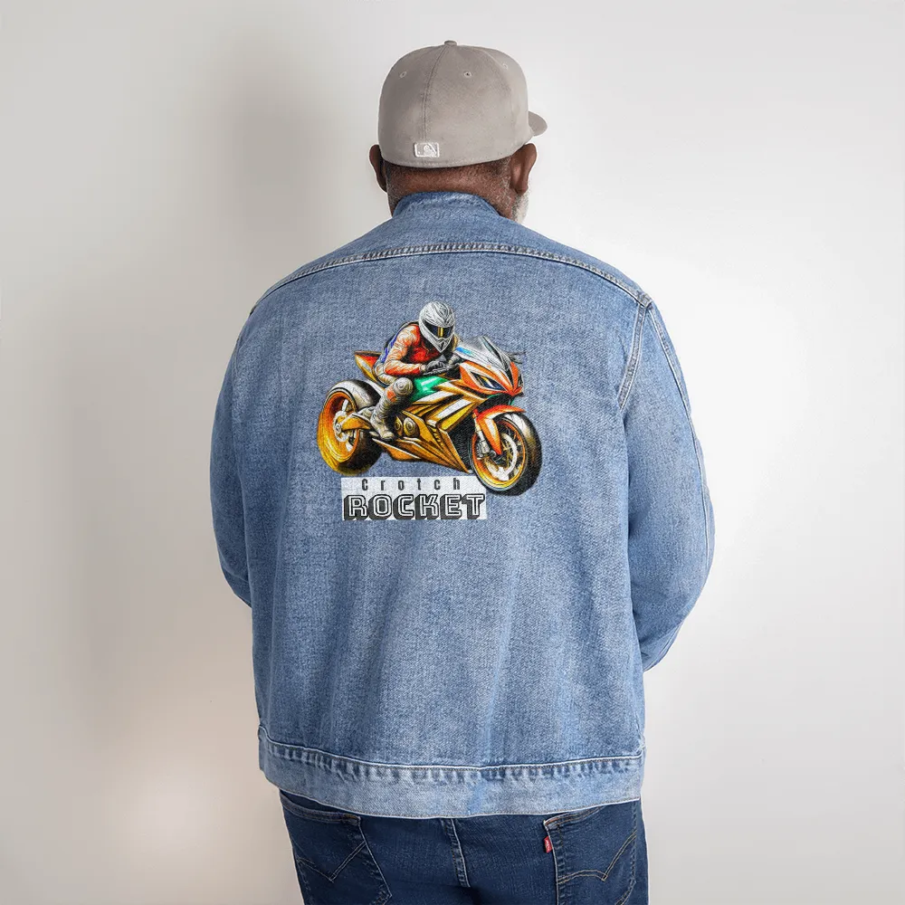 Crotch Rocket Motorcycle Men's DTG Denim Jacket