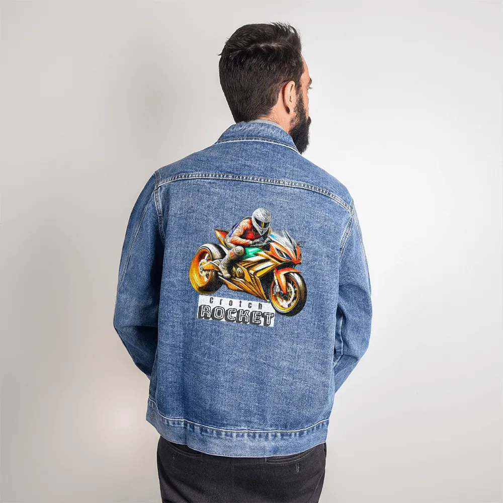 Crotch Rocket Motorcycle Men's DTG Denim Jacket