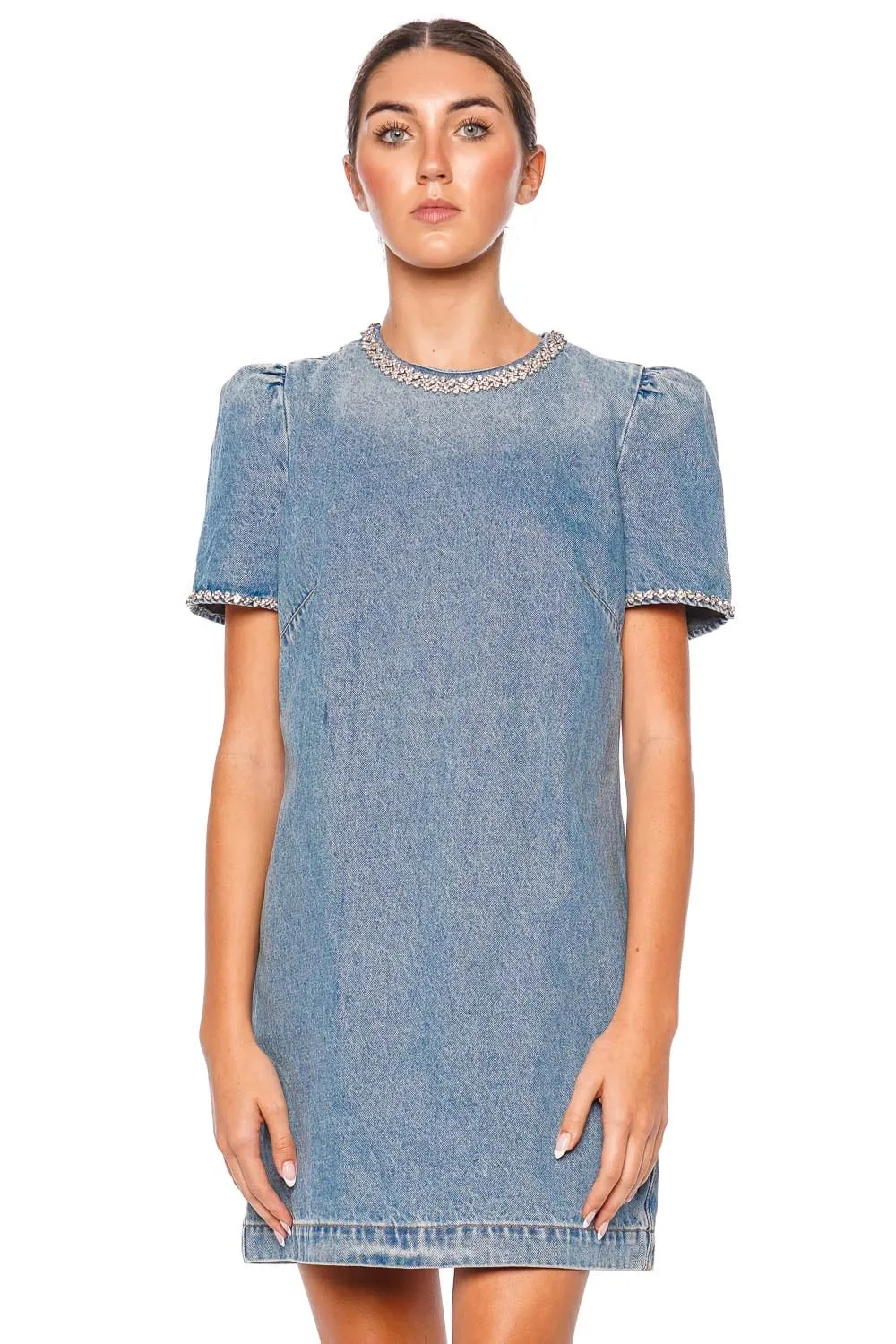Crush Embellished Denim Mini Dress