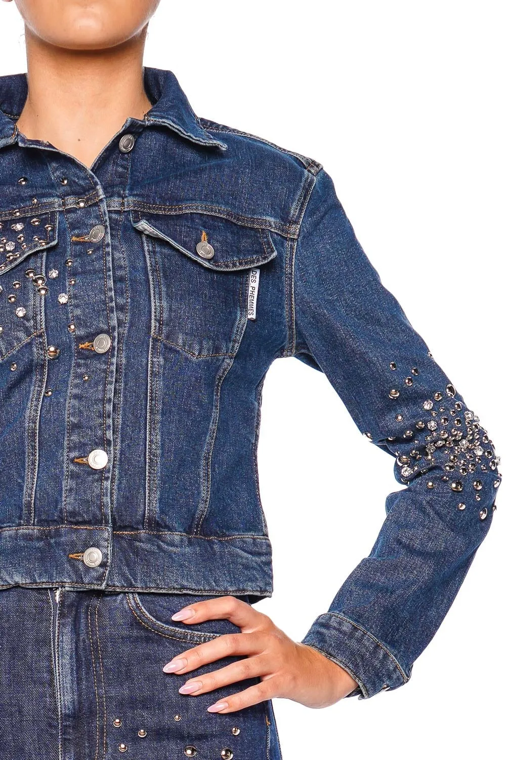 Crystal Embellished Classic Denim Jacket
