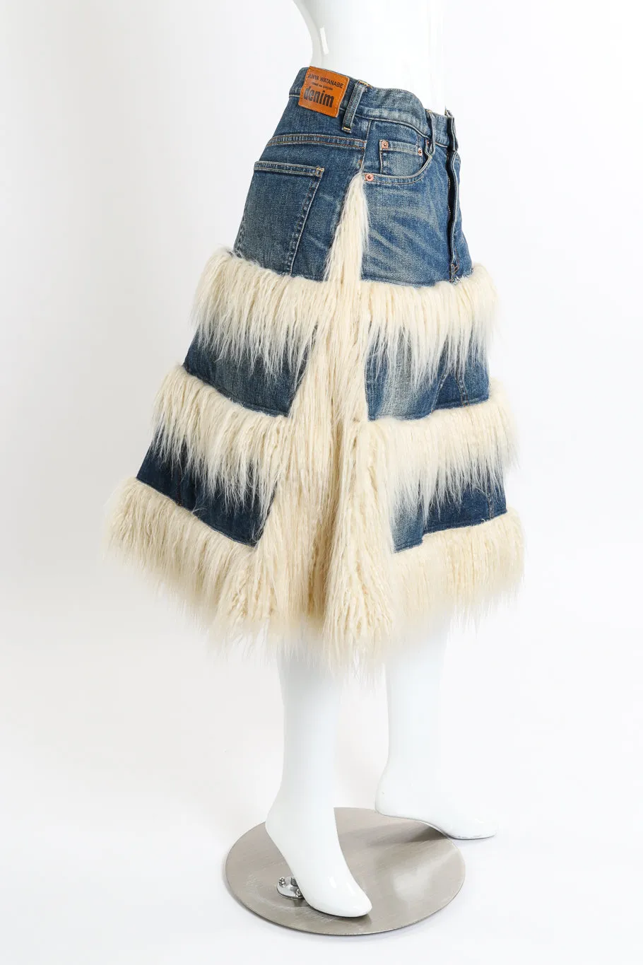 Denim Faux Fur Skirt