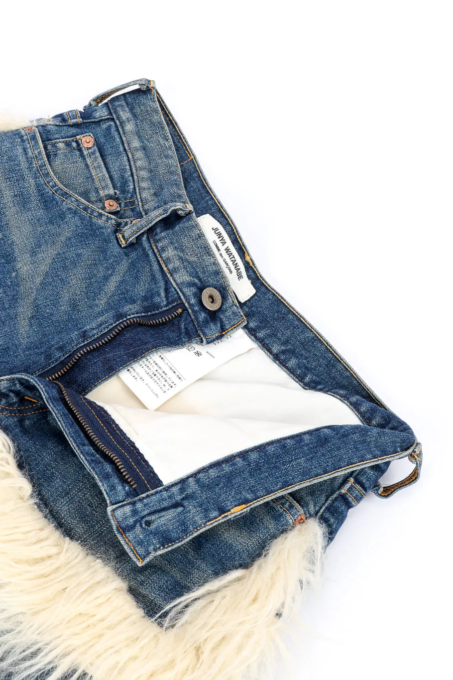 Denim Faux Fur Skirt