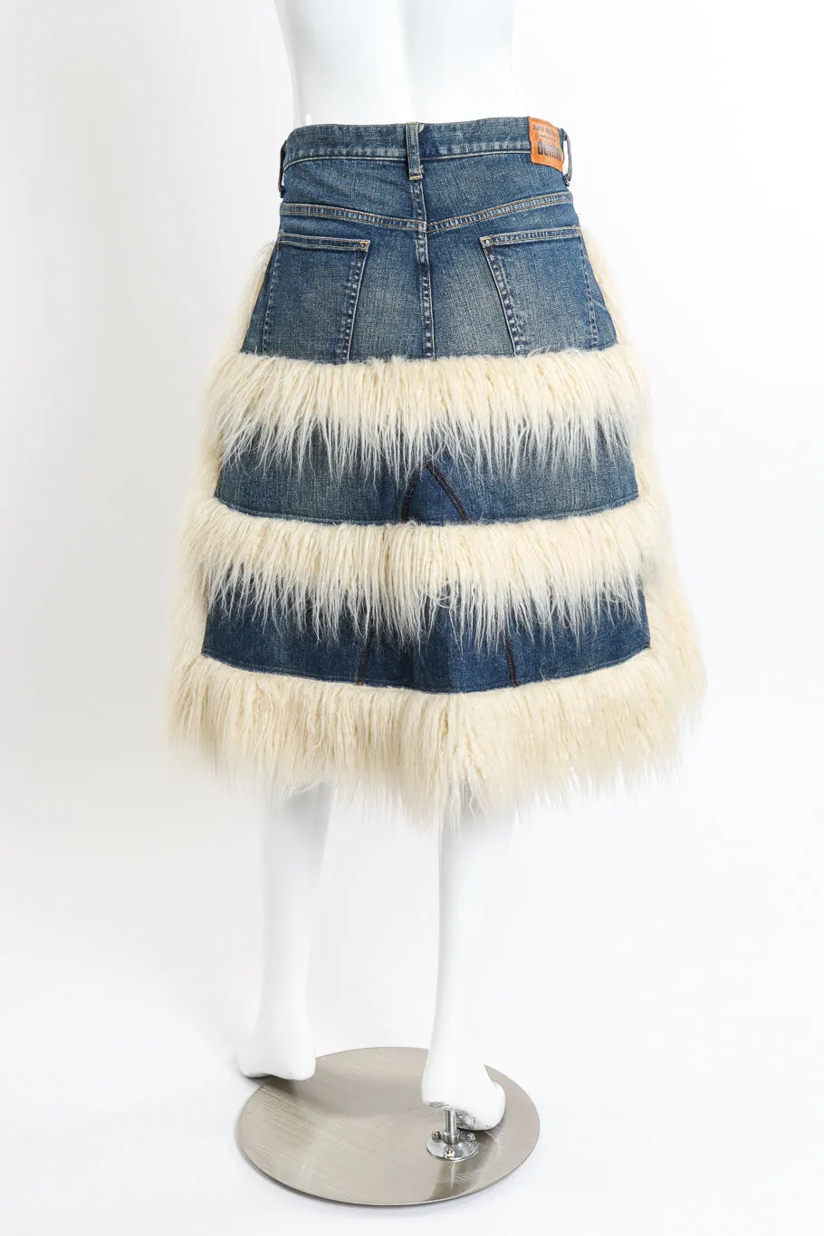 Denim Faux Fur Skirt