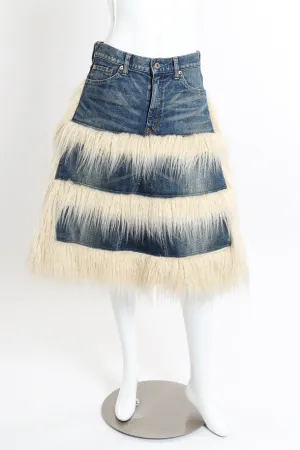 Denim Faux Fur Skirt