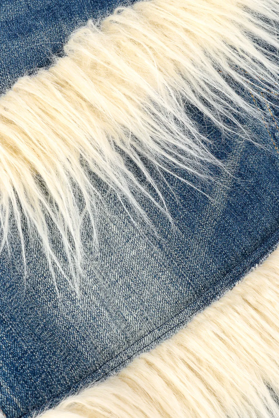 Denim Faux Fur Skirt