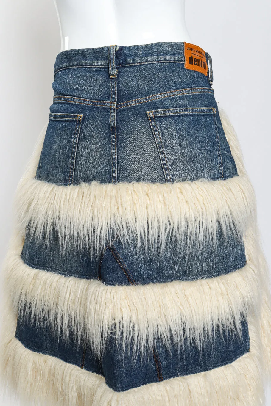 Denim Faux Fur Skirt