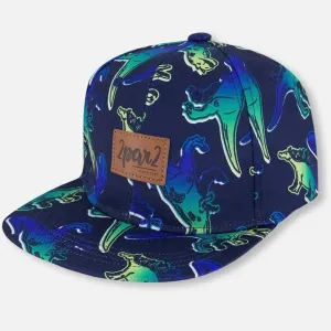 Deux par Deux - Printed Cap Blue And Green Dino On Navy