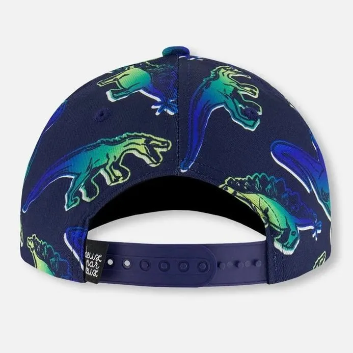 Deux par Deux - Printed Cap Blue And Green Dino On Navy