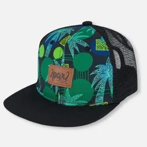 Deux par Deux - Printed Cap Green Jungle On Black Trucker