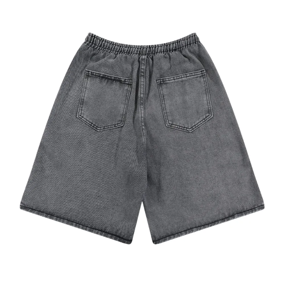 Distressed Button Paneled Denim Shorts