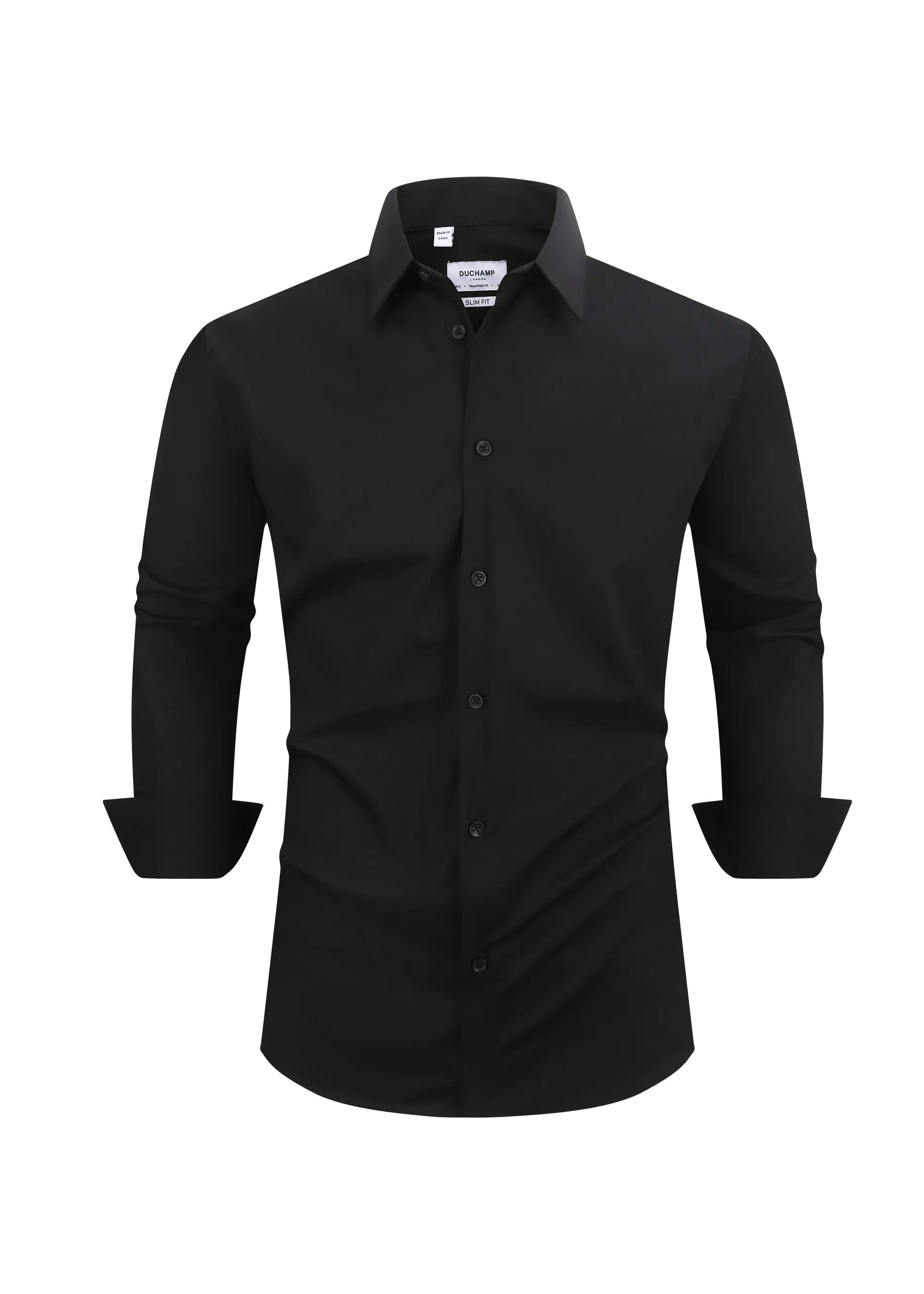 Duchamp London Solid Black Dress Shirt
