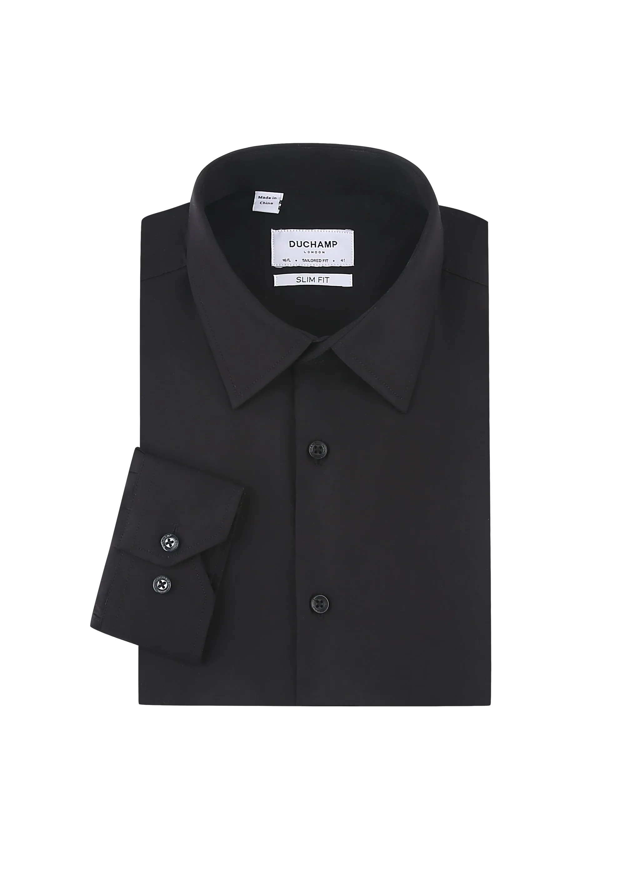 Duchamp London Solid Black Dress Shirt