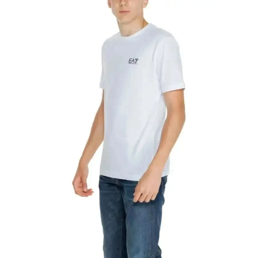 EA7 Men's White Cotton T-Shirt