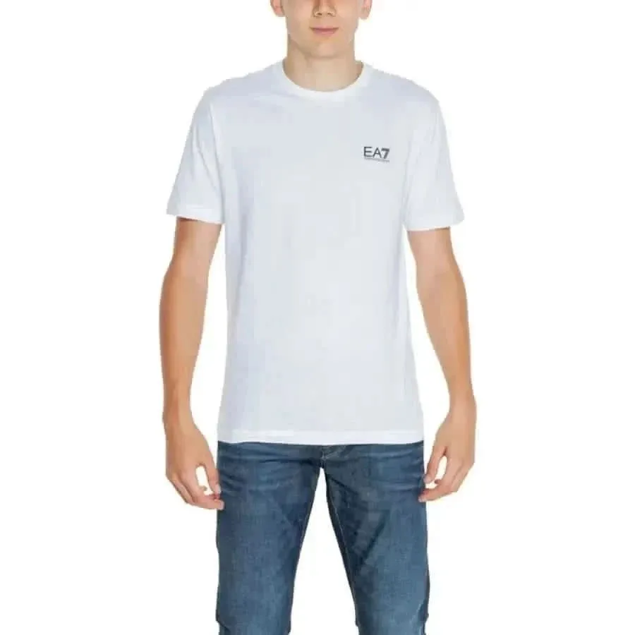 EA7 Men's White Cotton T-Shirt