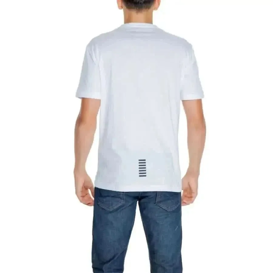 EA7 Men's White Cotton T-Shirt