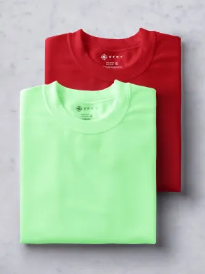Electric Mint & Red T shirt Combo