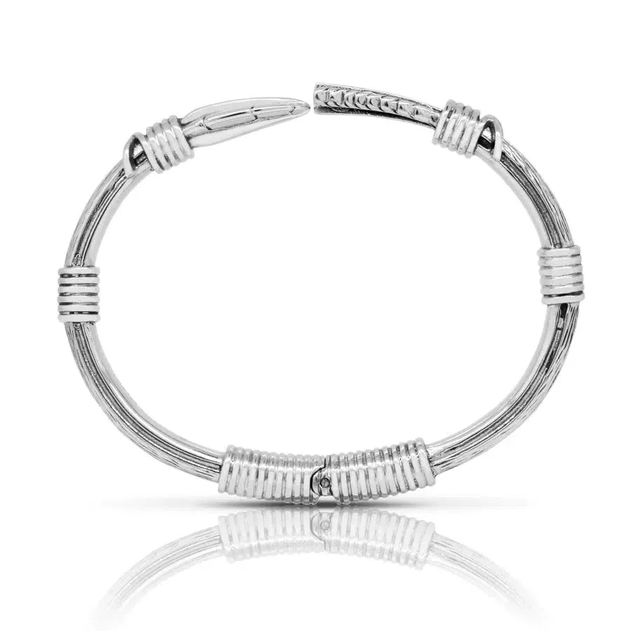 Feather Arrow Cuff - Hinged / Black or Silver