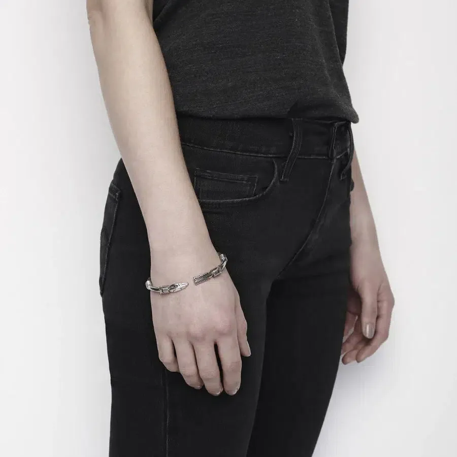 Feather Arrow Cuff - Hinged / Black or Silver