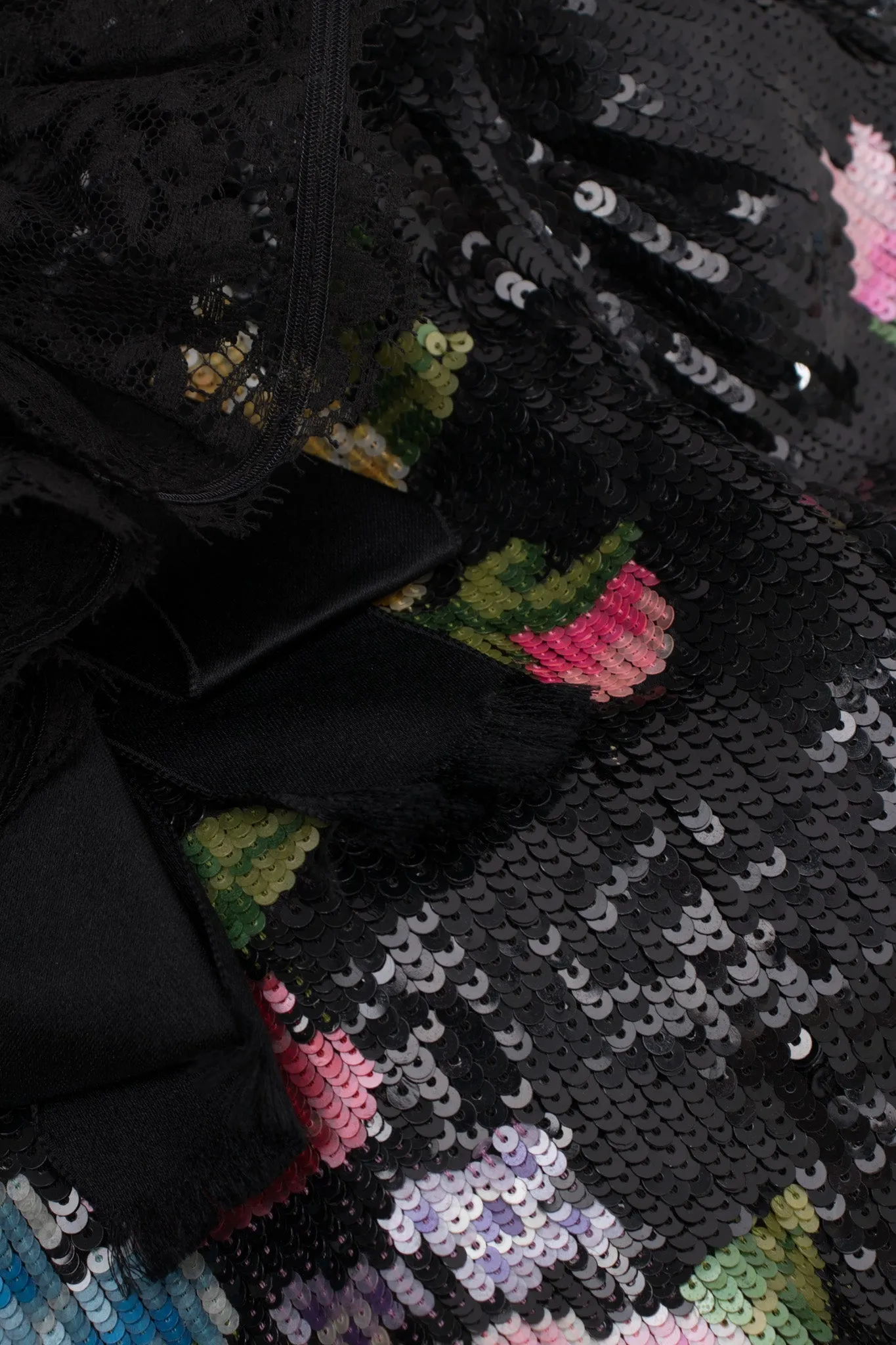 Floral Sequined Needlepoint Ruffle Top