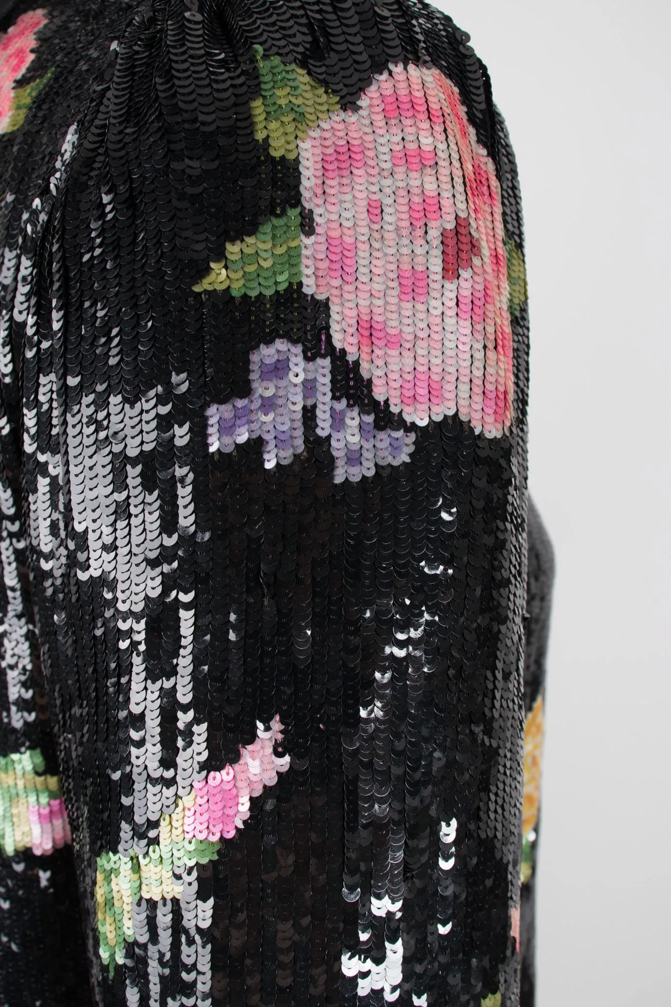 Floral Sequined Needlepoint Ruffle Top