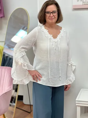 Flower Embellished Blouse