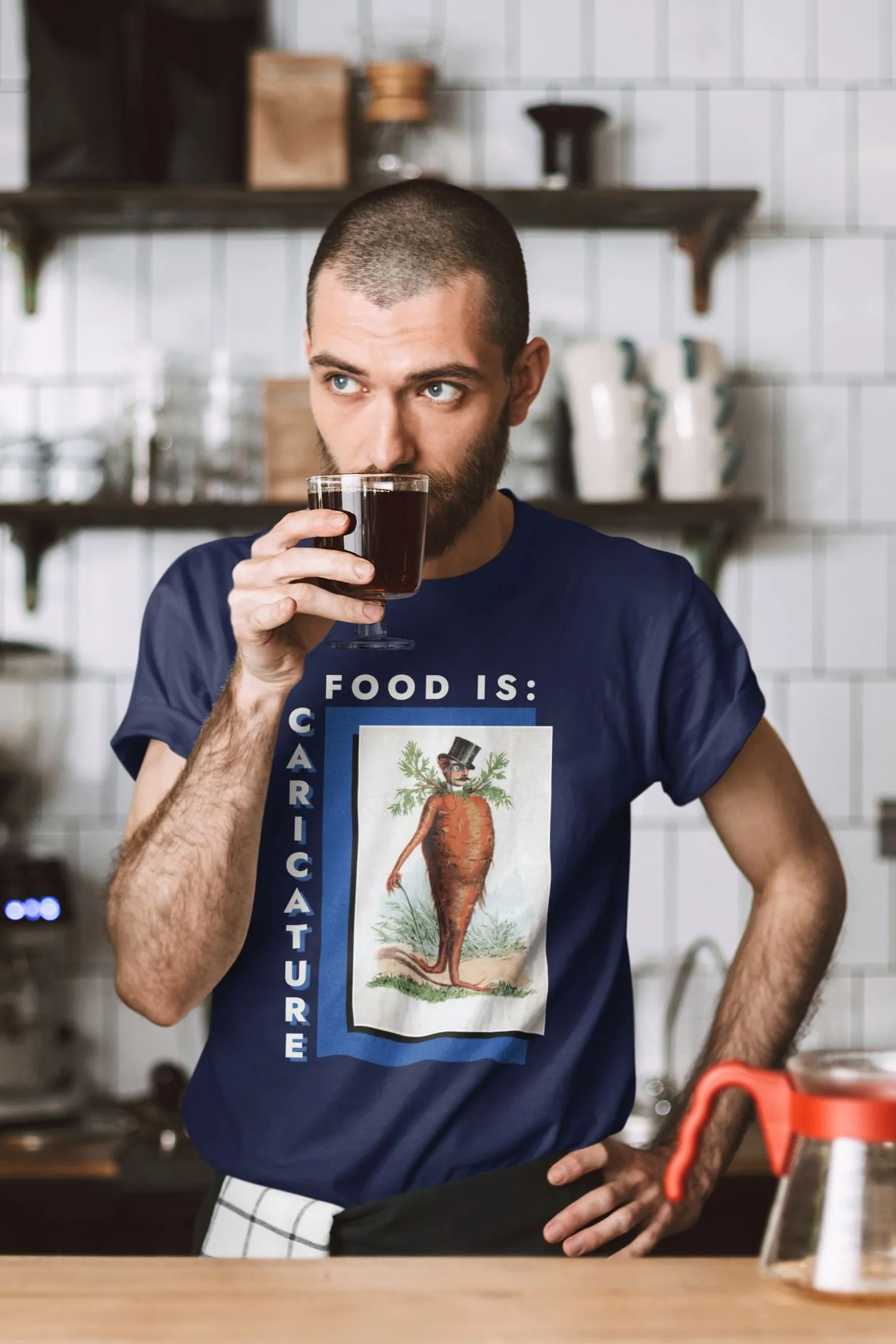 Food is: Caricature | Unisex T-Shirt - Dapper Gentleman Carrot