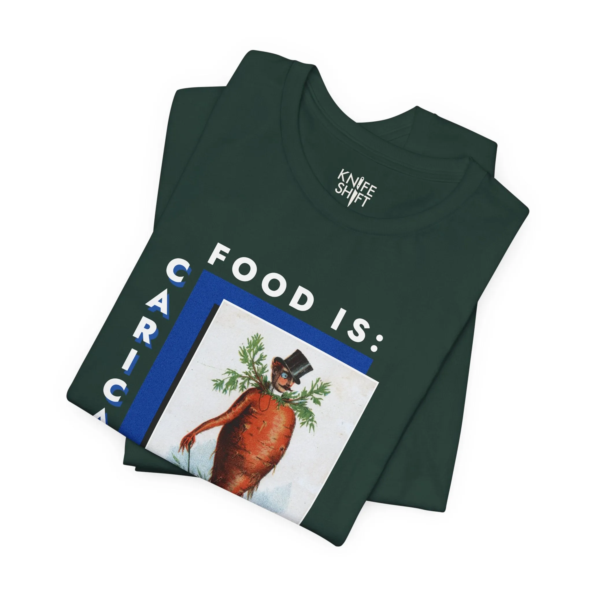 Food is: Caricature | Unisex T-Shirt - Dapper Gentleman Carrot