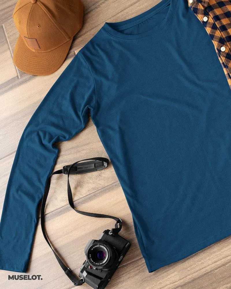 Full sleeve navy blue t shirt