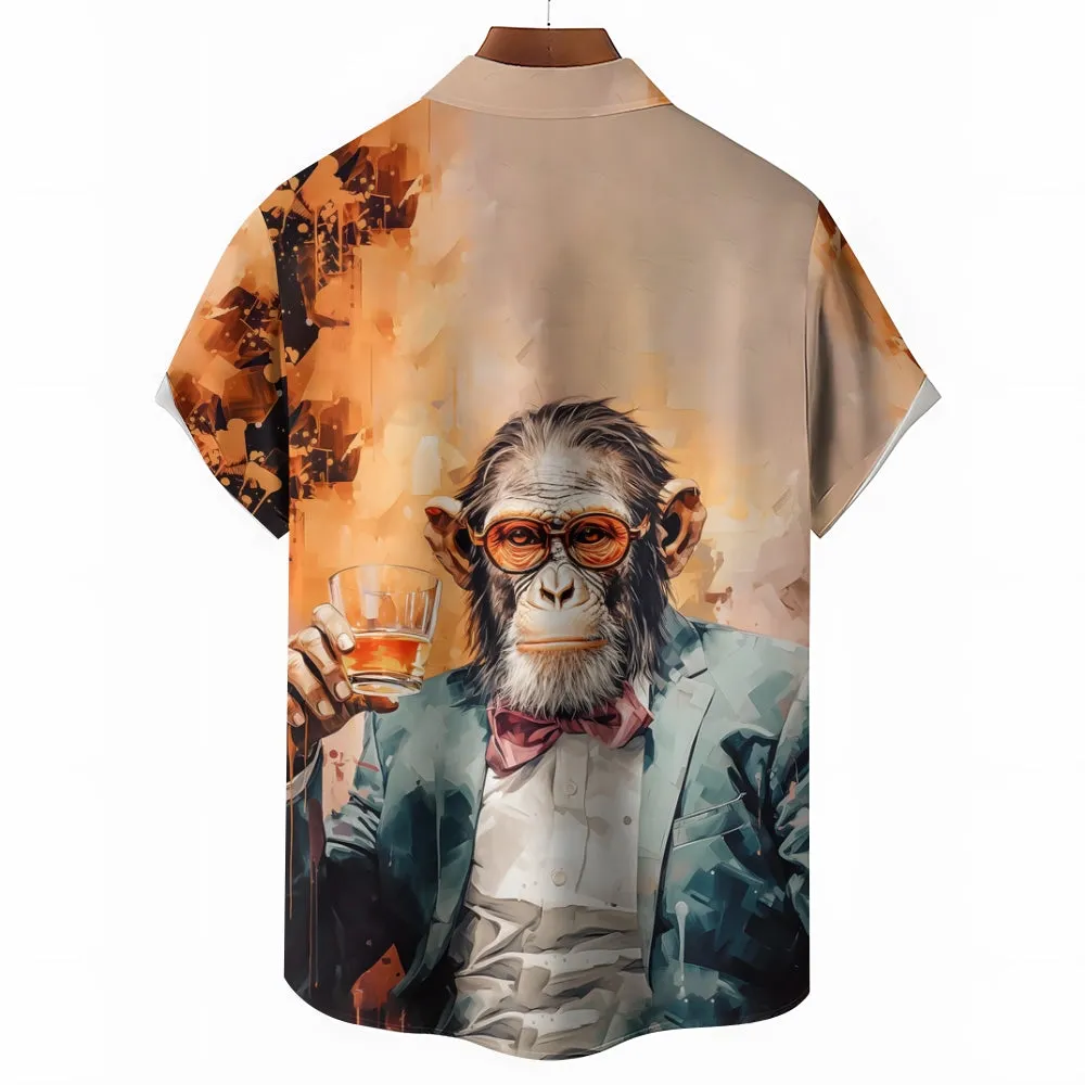 Gentleman Orangutan Casual Short Sleeve Shirt 2408005191