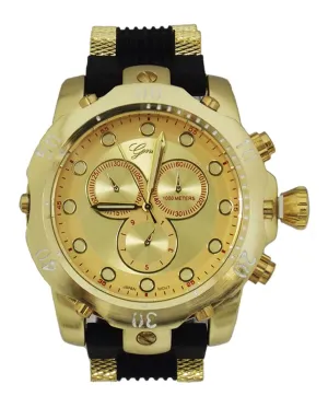 Gold Mens Metal Geneva Oversized Watch