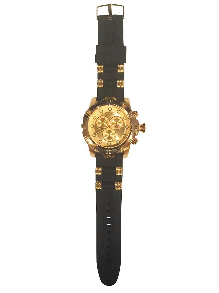 Gold Mens Metal Geneva Oversized Watch