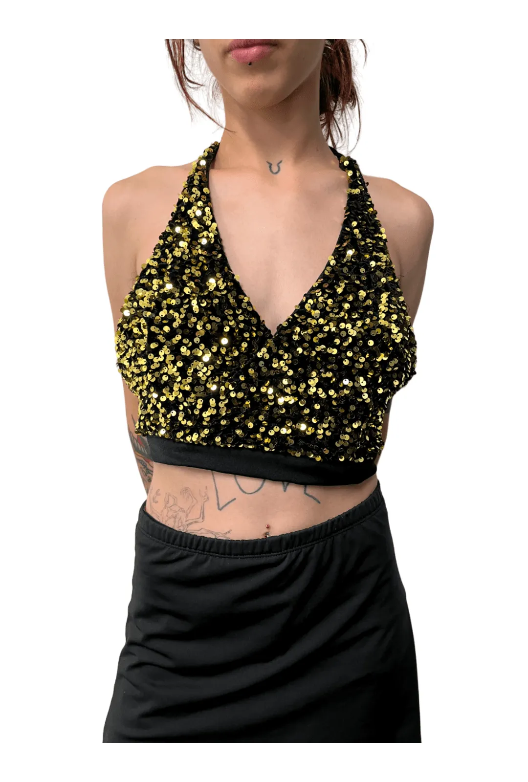 Gold Sequin Halter Top