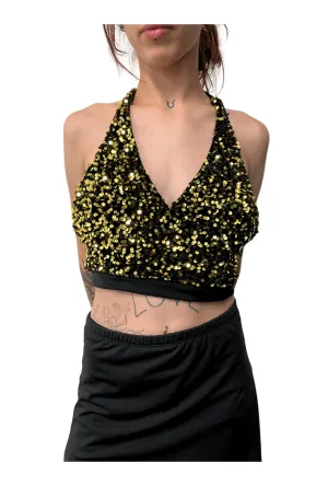 Gold Sequin Halter Top
