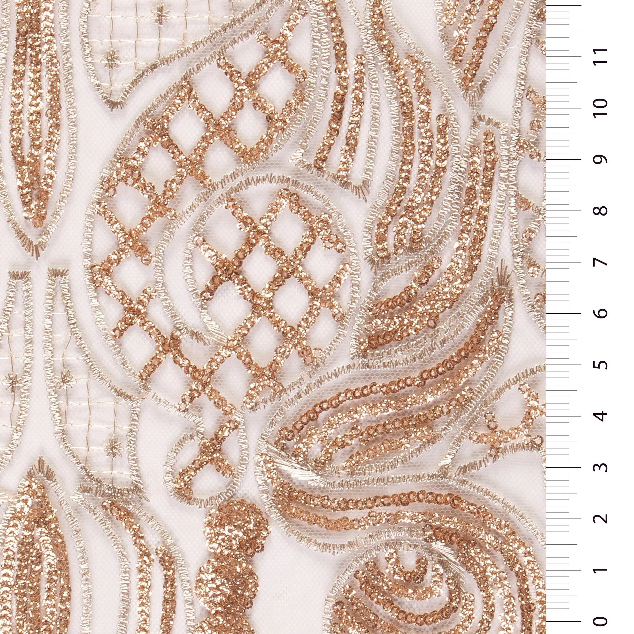 Golden Bodice Design Sequin Embroidered Mesh Fabric
