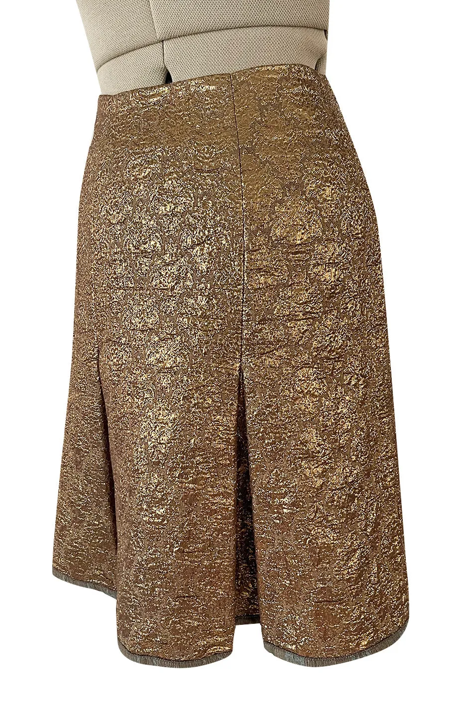 Gorgeous Spring 2002 Prada Runway Skirt Look 47 Gold Silk Metallic Lame Skirt