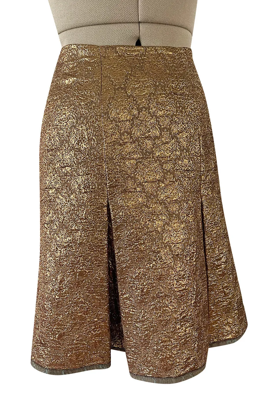 Gorgeous Spring 2002 Prada Runway Skirt Look 47 Gold Silk Metallic Lame Skirt