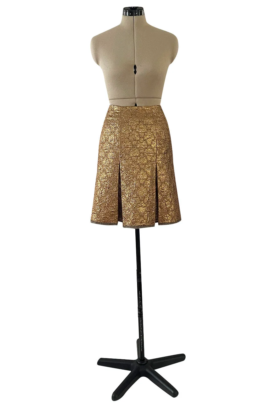 Gorgeous Spring 2002 Prada Runway Skirt Look 47 Gold Silk Metallic Lame Skirt