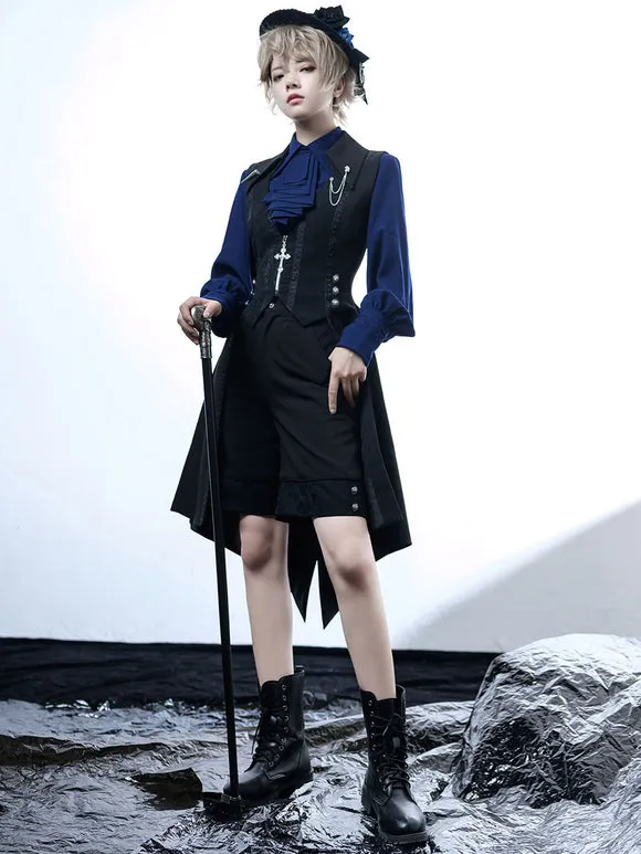 Gothic Lolita Bloomers Metal Details Straight Black Lolita Shorts