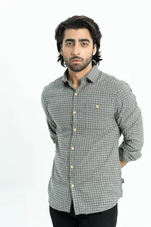 Grey Cotton Casual Shirt