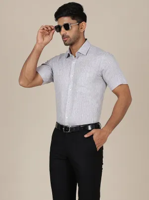 Grey Solid Regular Fit Formal Shirt | JadeBlue