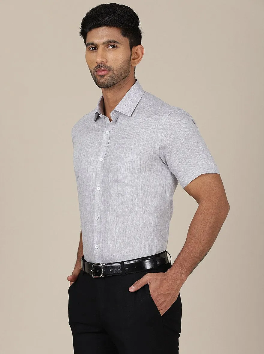 Grey Solid Regular Fit Formal Shirt | JadeBlue