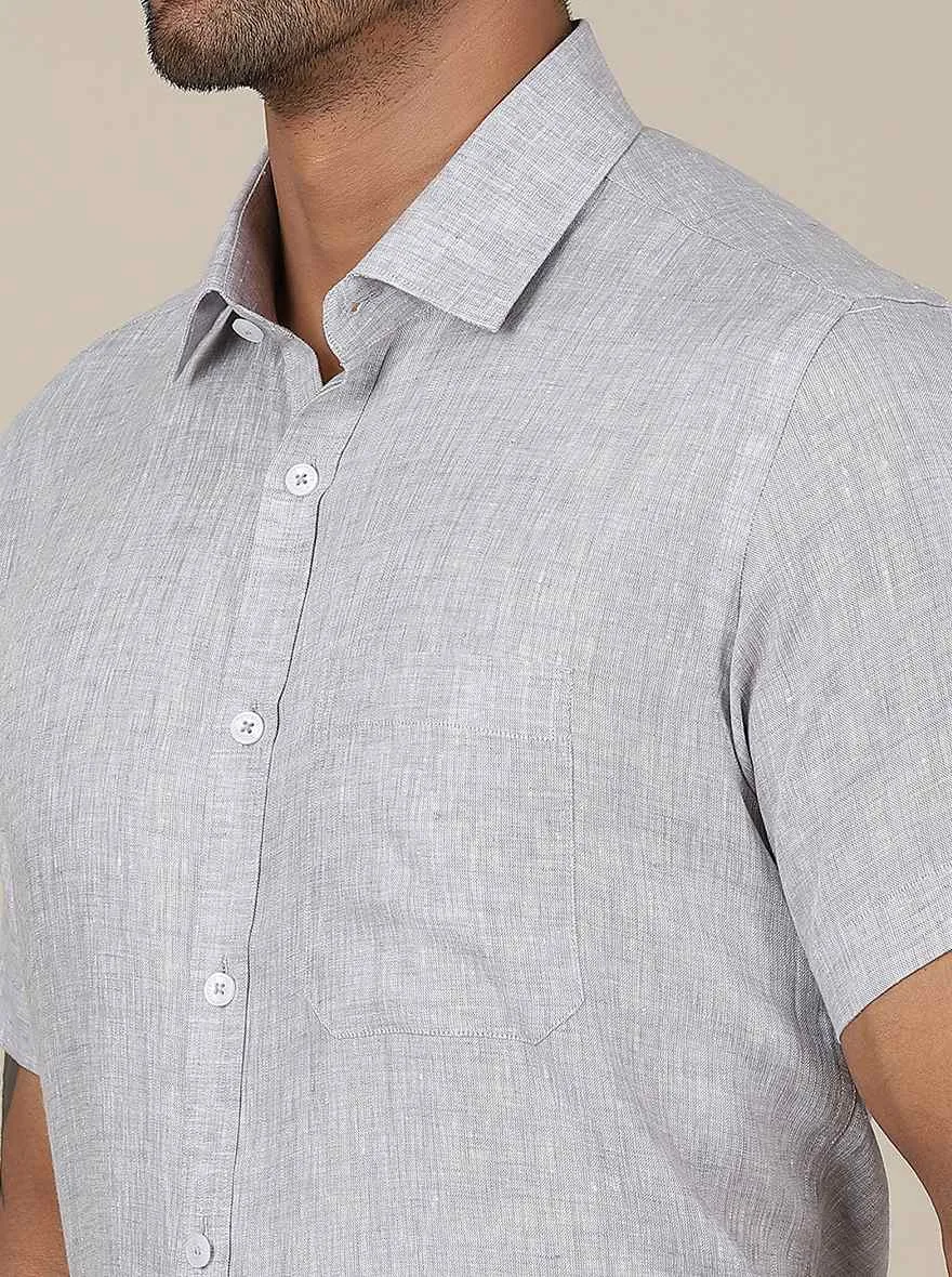 Grey Solid Regular Fit Formal Shirt | JadeBlue