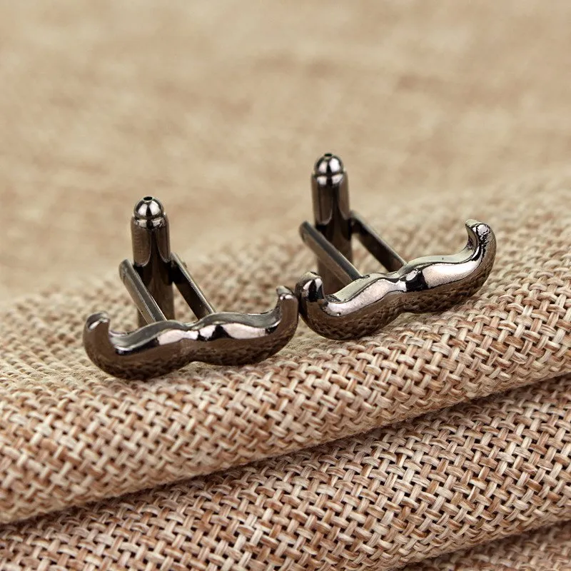 Gun Metal Mustache Cuff Links