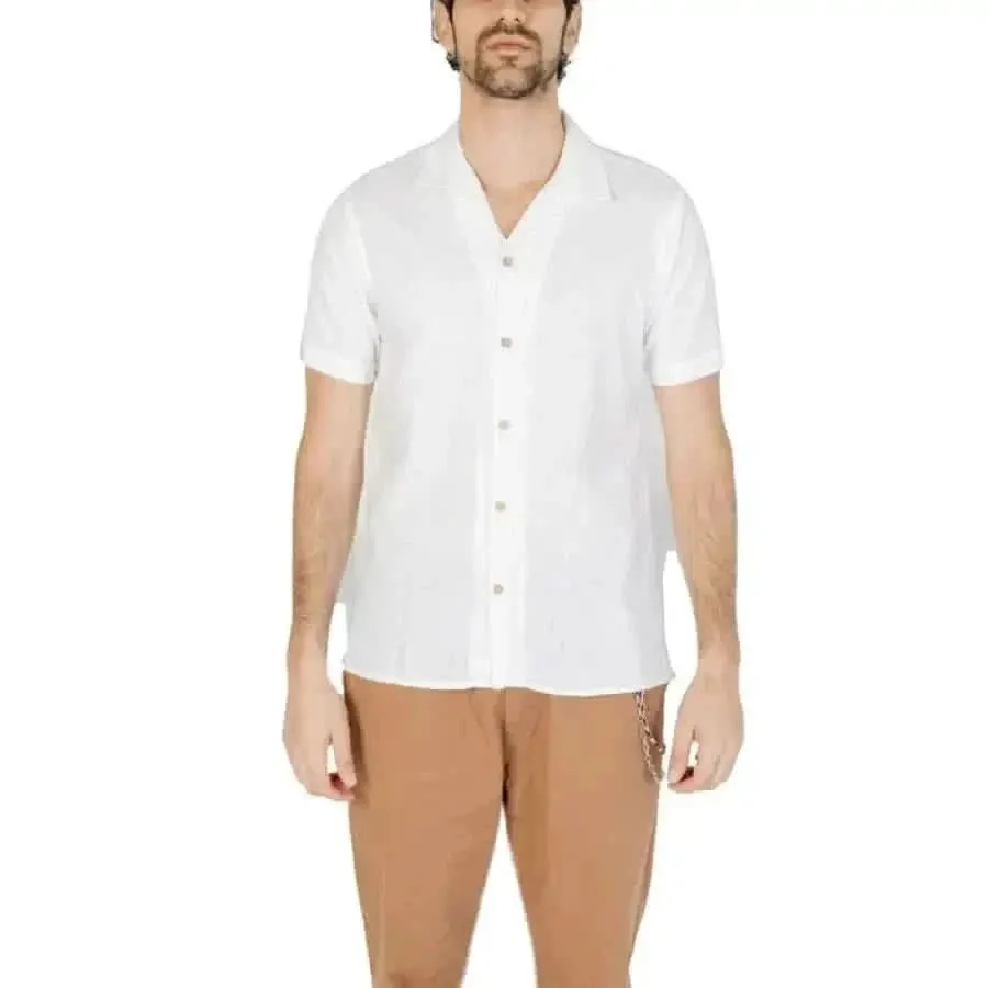 Hamaki-ho Men's Beige Classic Short Sleeve Shirt