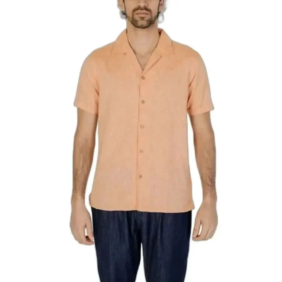 Hamaki-ho Men's Beige Classic Short Sleeve Shirt