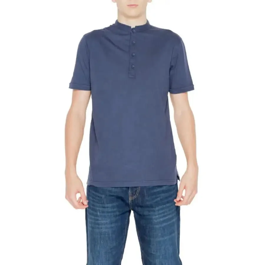 Hamaki-ho Men's White Cotton T-Shirt with Lapel Collar