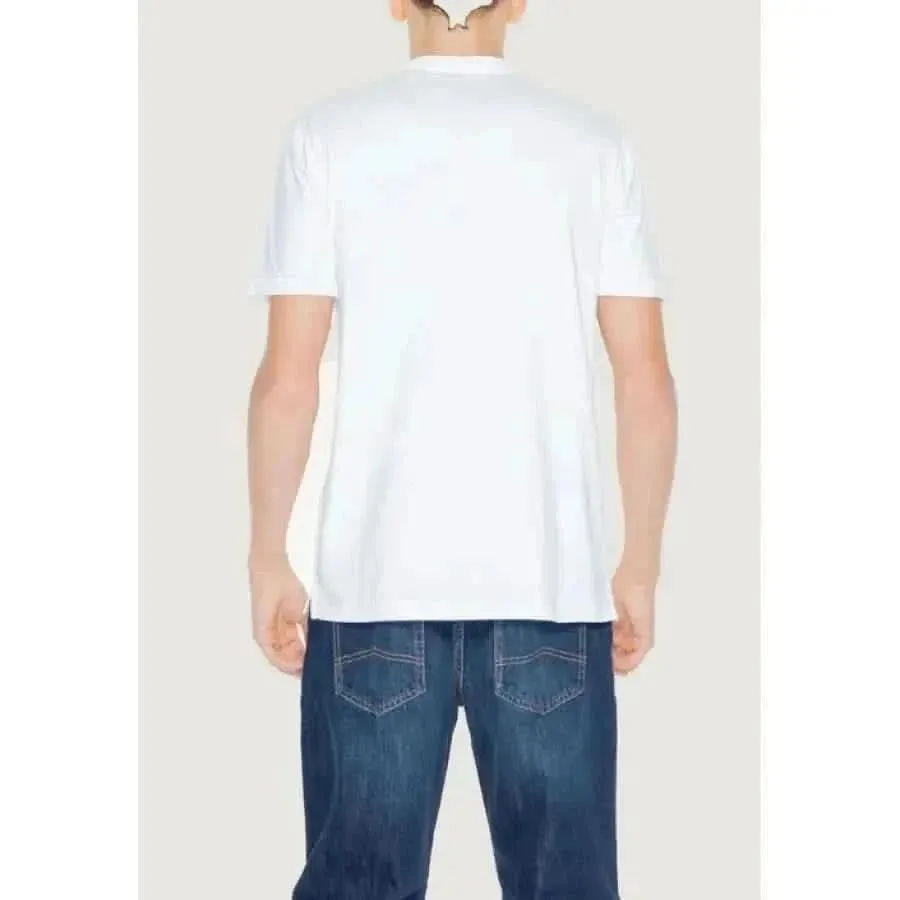 Hamaki-ho Men's White Cotton T-Shirt with Lapel Collar