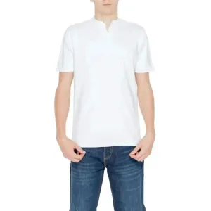 Hamaki-ho Men's White Cotton T-Shirt with Lapel Collar