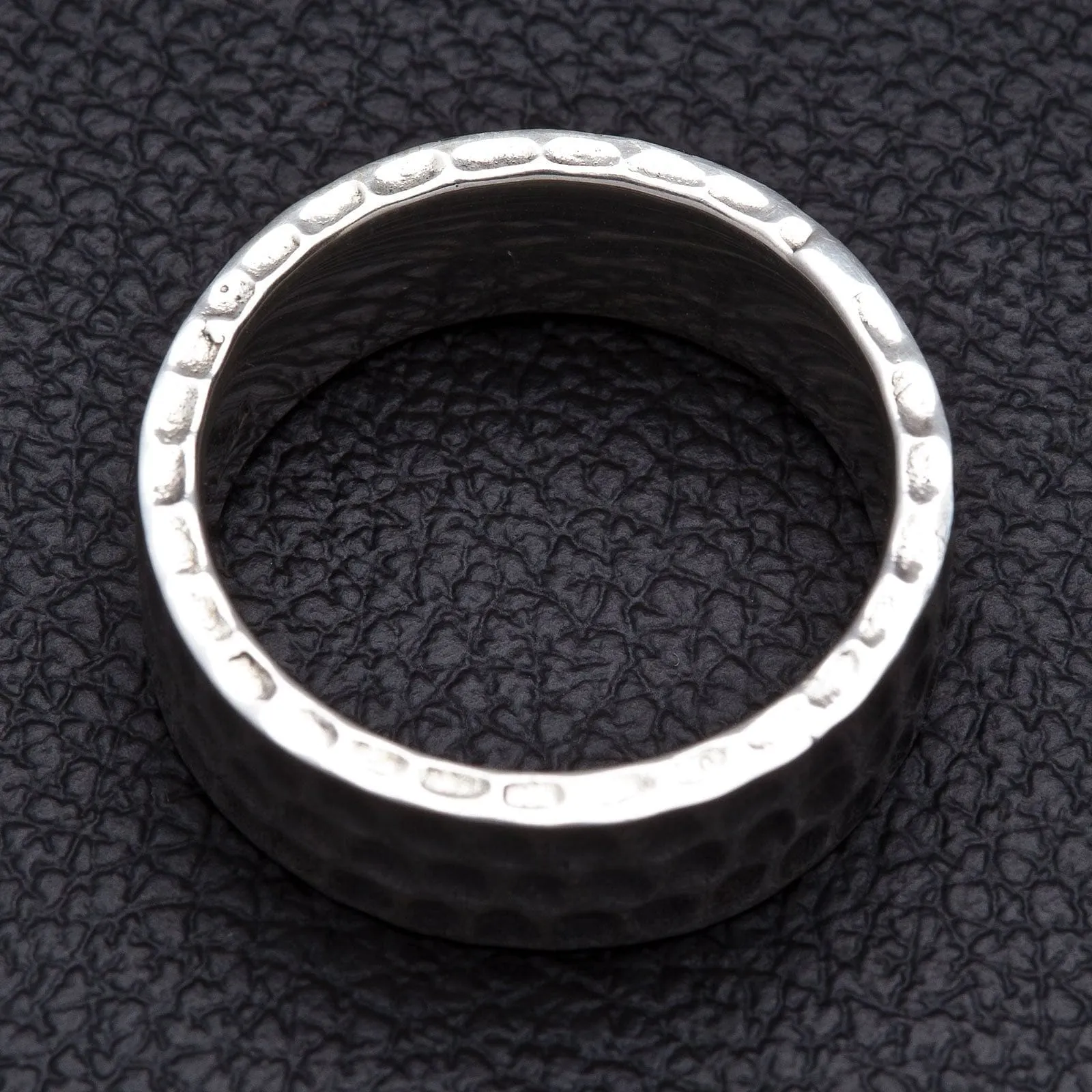 Hammered Sterling Silver Band Men's Ring