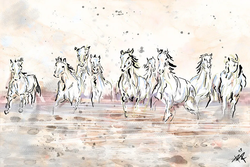 Horses Art Print, Equestrian Painting